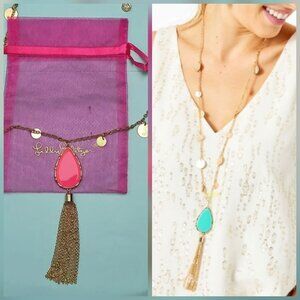 Lilly Pulitzer Moonlight Prosecco Necklace Disc Tassel On Gold Coins Statement